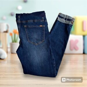 Women’s MATERNITY Pink Blush Jeans Women’s size 27 Blue Skinny frayed ankle di…